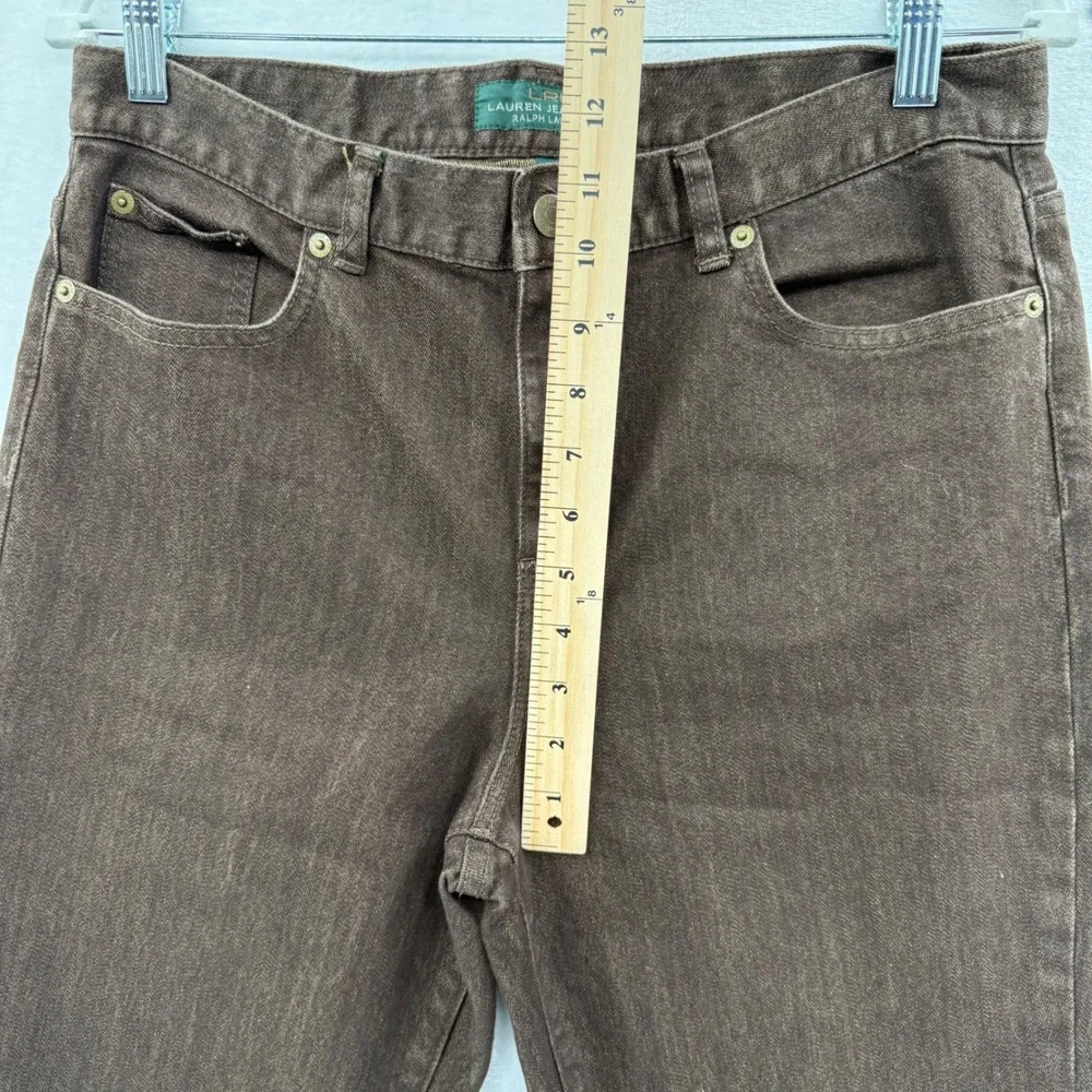 Lauren Jeans Co Ralph Lauren Denim Size 10 Boot Cut Washed‎ Brown Patch Pockets - Picture 10 of 12